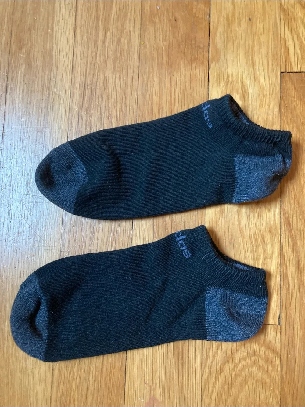 adidas Black Low-Cut Athletic Ankle Socks with Gray Heel & Toe
